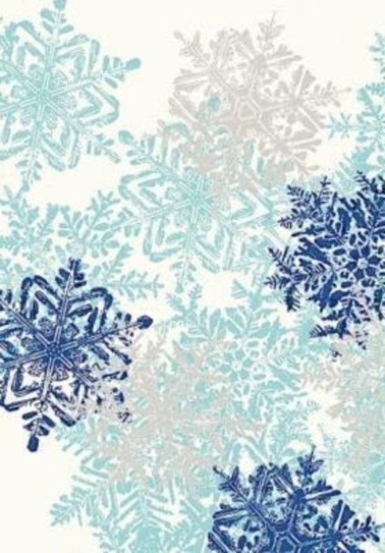 Blue and silver snowflake design Christmas roll wrap paper by Swiss designer Stewo. Quality wrapping paper. Hologram, 76gsm. Size 70cm x 2m.